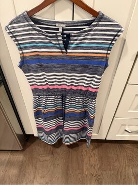 Talbots Striped Knit Casual Dress in Navy, Pink & Blue